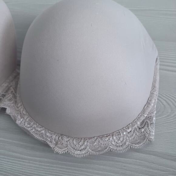 Full Coverage Cream Underwired Strapless Women's Lace Bra Size 38G - Picture 5 of 8